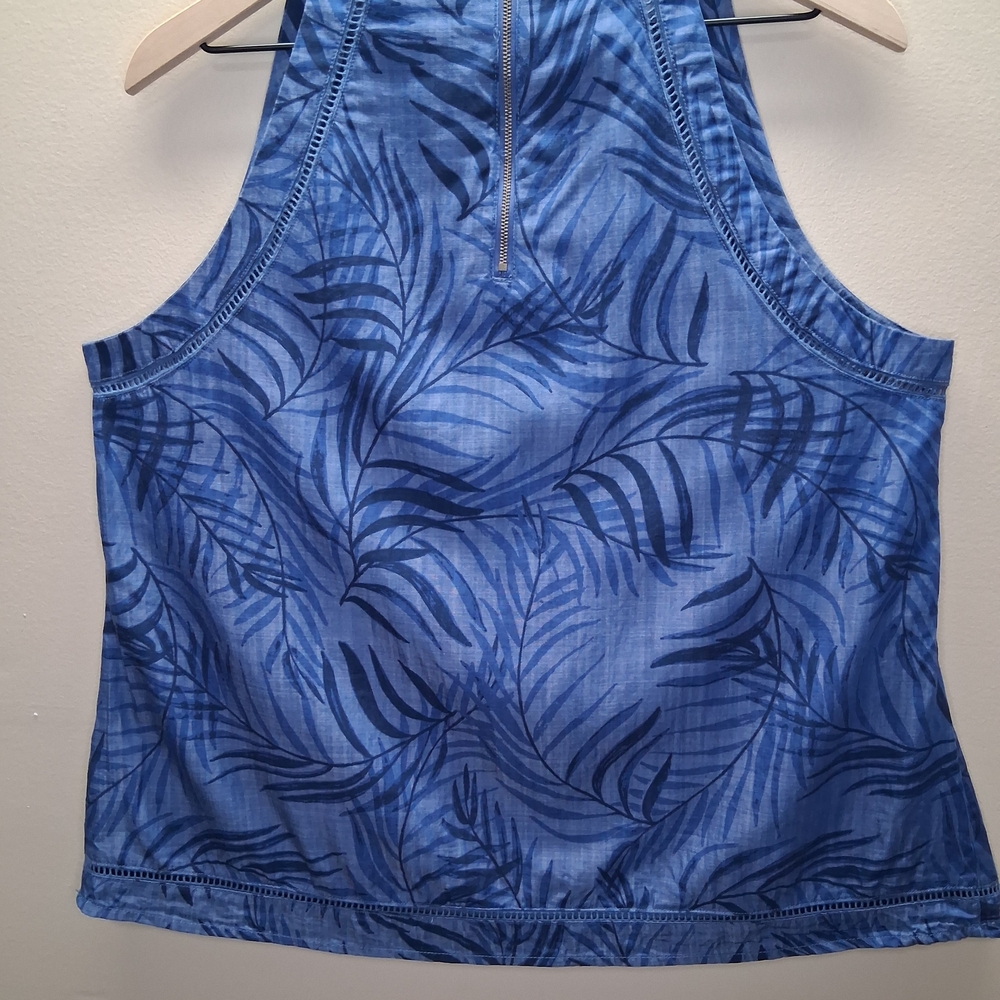​Cato Blouse 100% Tencel Lyocell Size 18/20W Plus Blue Tropical Palm Print Halte - Picture 8 of 12